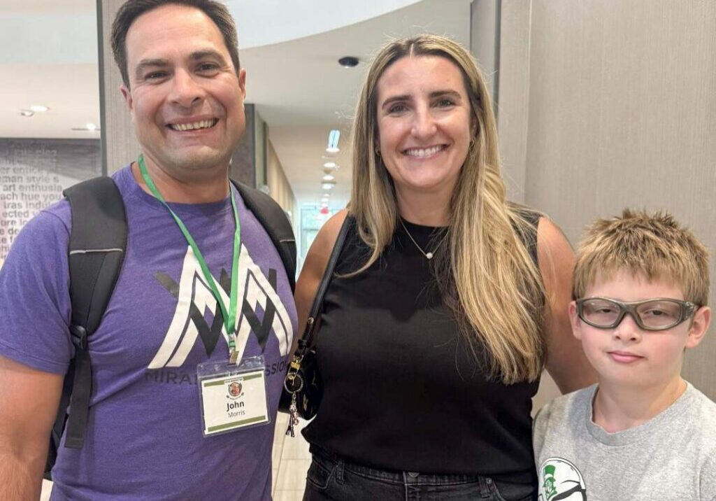 Trey and his mother, Brittany, pictured above with John Morris, Chairperson of the IWSA, attended WAGR Weekend in North Carolina this July. The event brings together families affected by WAGR syndrome for education, research and care updates, and connection with others navigating the rare condition.