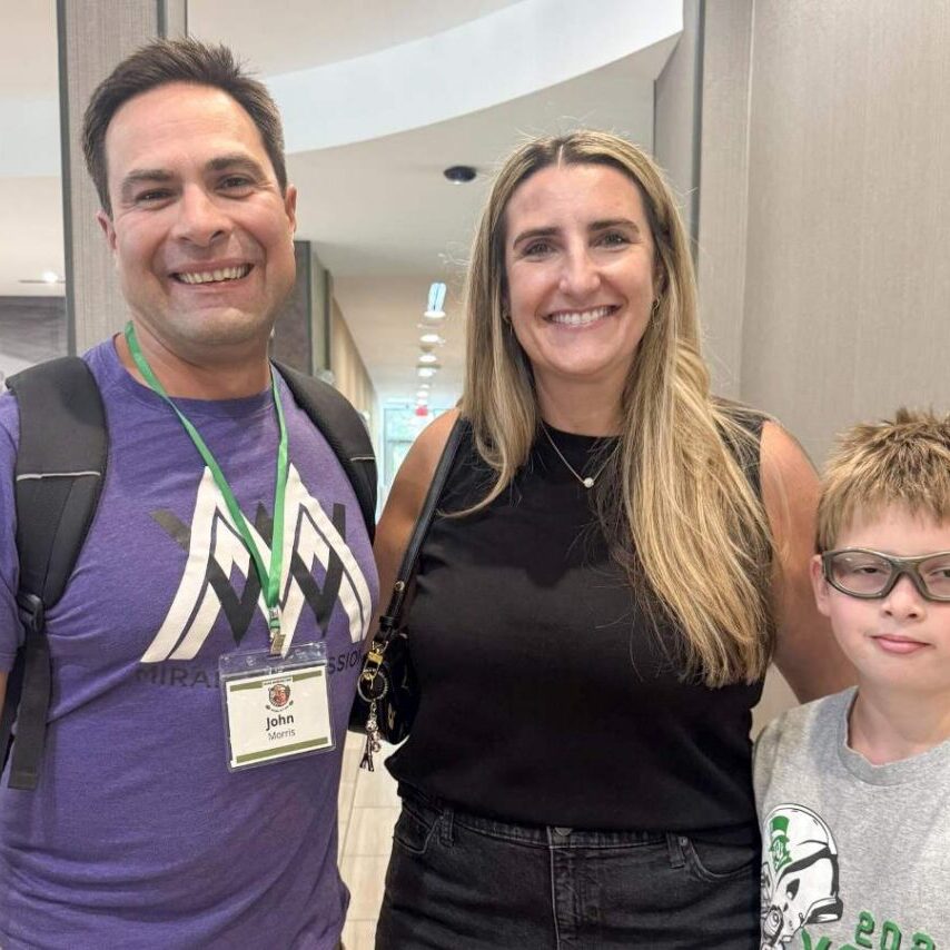 Trey and his mother, Brittany, pictured above with John Morris, Chairperson of the IWSA, attended WAGR Weekend in North Carolina this July. The event brings together families affected by WAGR syndrome for education, research and care updates, and connection with others navigating the rare condition.