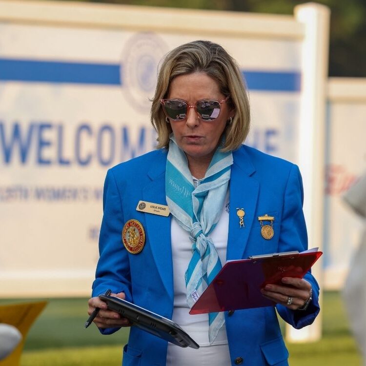 Leslie Spears of the Women’s Western Golf Association helps direct play at the WWA last summer.